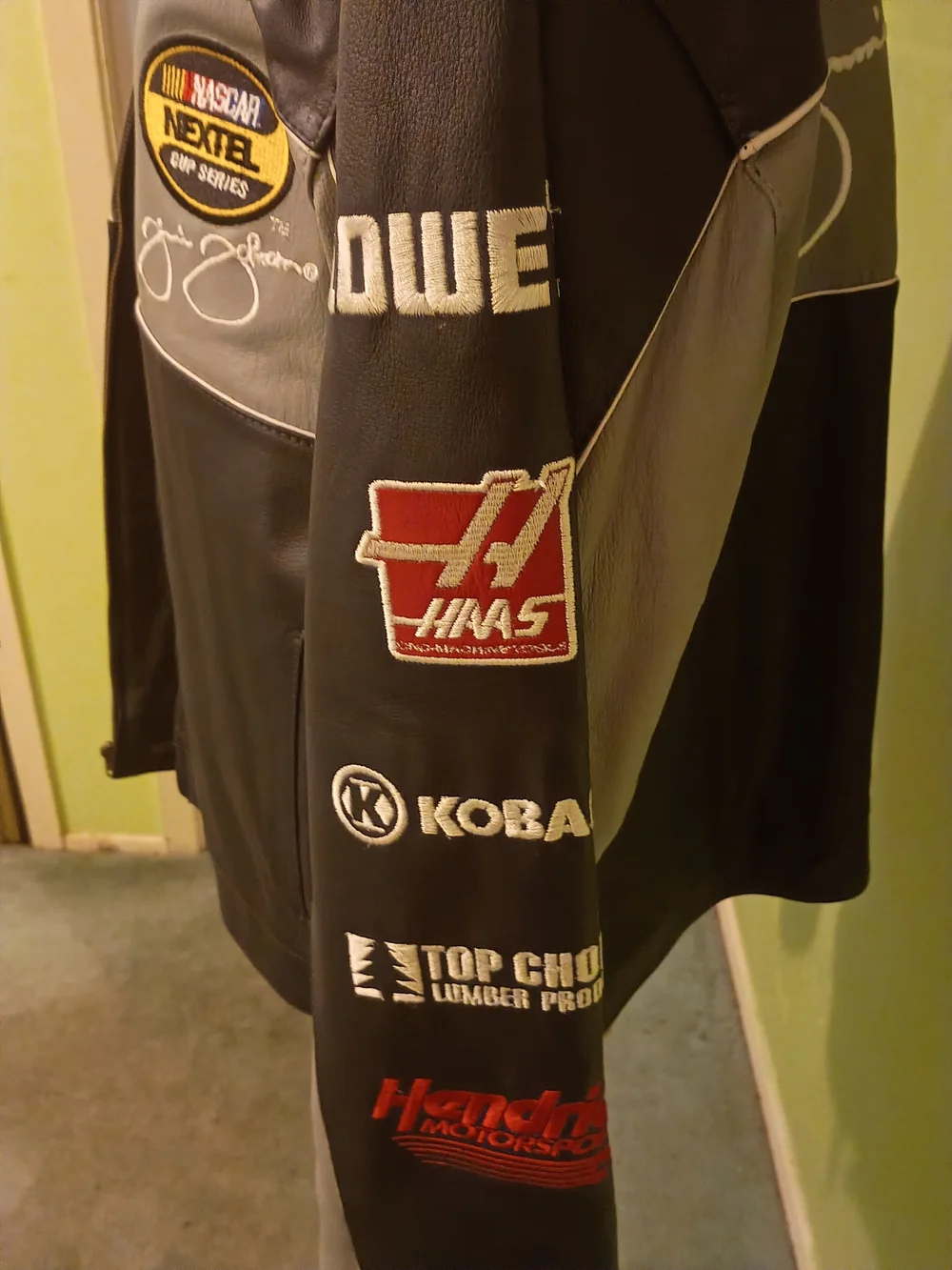 Nascar Jacketnext Black and Gray Bomber Jacket with Yellow 48 Patch